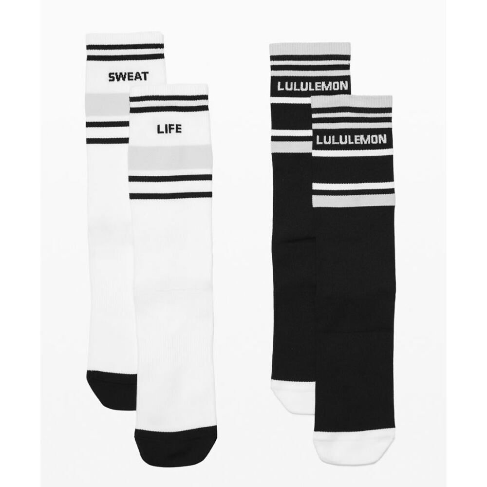 Lululemon Tale to Tell Crew Socks 2 Pack White Black M/L